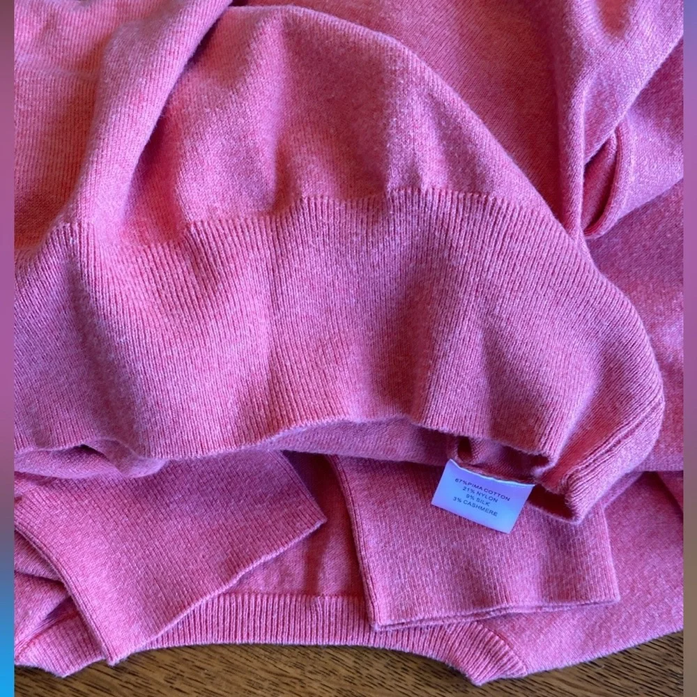 XXL Peter Millar Salmon Long Sleeve V-neck Sweater Pima Cotton Silk Cashmere 2X - Picture 6 of 8